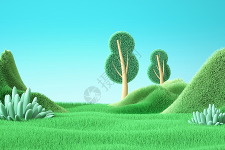 毛绒耳罩绿色毛绒山峰背景设计图片