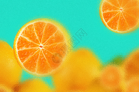 玻璃风水果背景橙子玻璃风格背景设计图片