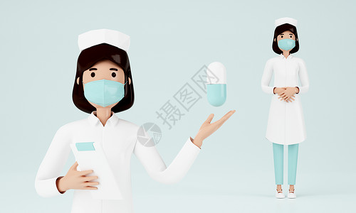 临床护士3D白衣护士设计图片