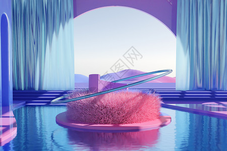 粉紫色证书梦幻粉紫组合毛绒场景设计图片