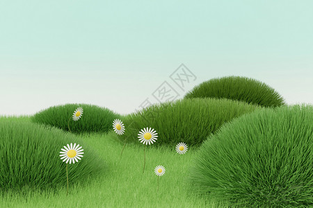 一枝花可爱小花清新绿色毛绒场景设计图片