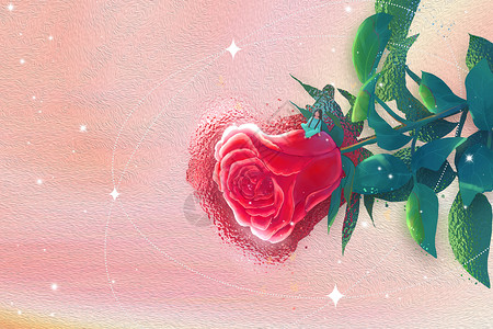 风中女孩素材粉色玻璃风创意玫瑰背景设计图片