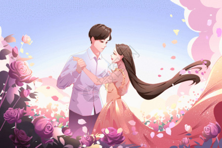 玫瑰花和信520情人节浪漫情侣GIF高清图片