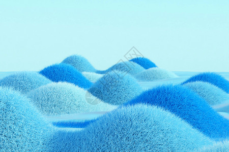 短毛blender蓝色清新山水场景设计图片