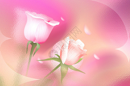 粉色花朵主题弥散玻璃质感520玫瑰主题背景设计图片