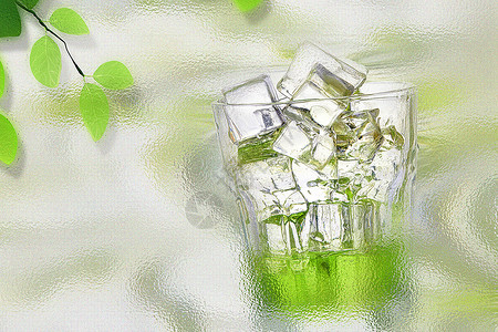 玻璃风清凉夏日冰镇饮品背景图片