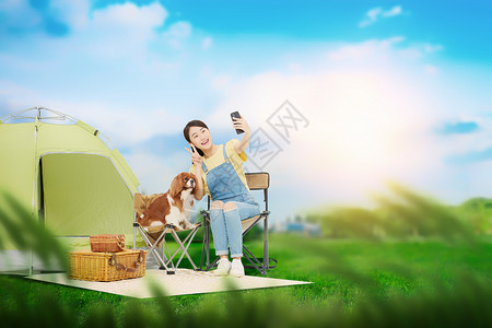 宠物生活配图大自然露营休闲设计图片