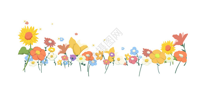 花朵素材卡通元素背景图片