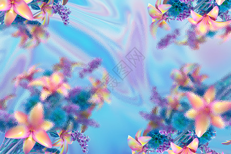 玻璃风酸性花朵背景图片