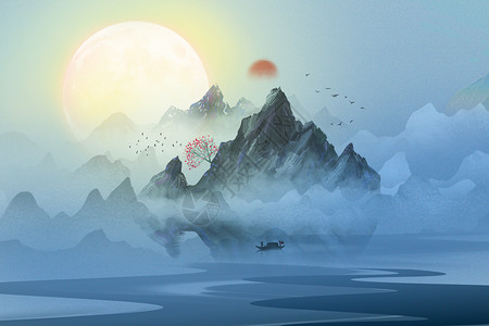 山云纹新中式背景设计图片