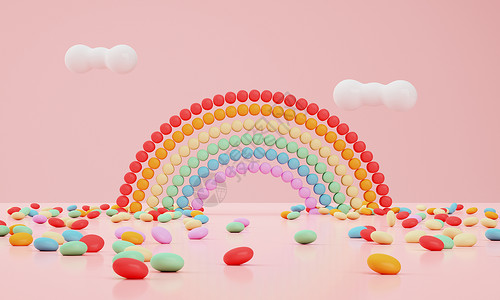 冷冻零食3D彩虹糖创意场景设计图片