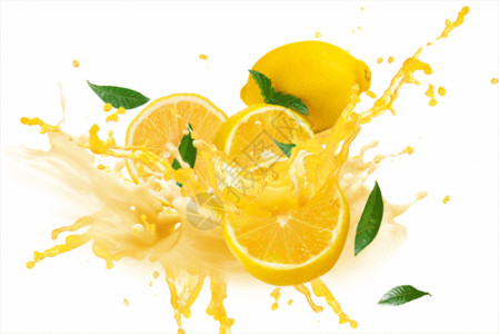 飞溅果汁和青柠柠檬喷溅gif动图高清图片