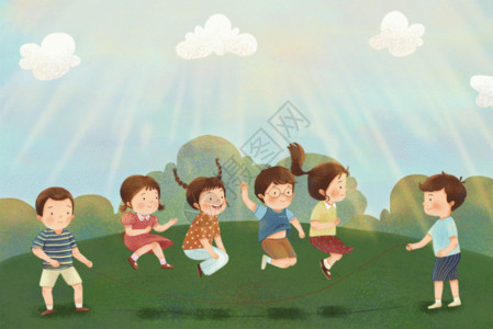 玩跳绳女孩儿童节之跳大绳gif动图高清图片