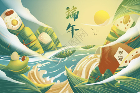 创意端午背景中国传统佳节端午节创意插画海报gif动图高清图片