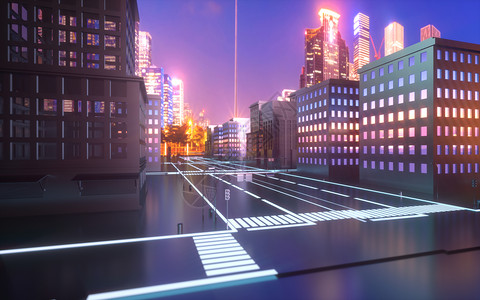 c4d光效科技城市建筑背景背景图片