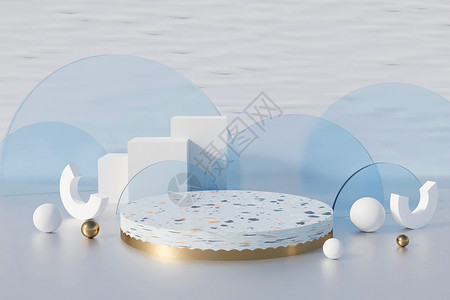 白色透明蛋糕架blender清新简约几何展台设计图片