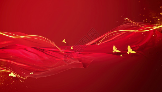 七彩蝴蝶光效大气红色背景设计图片
