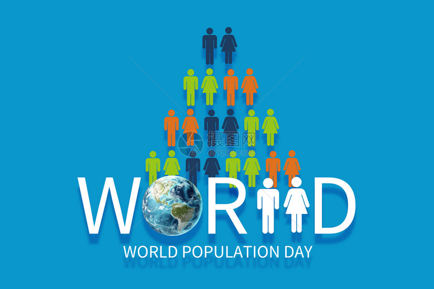 世界人口日创意蓝色人口图片