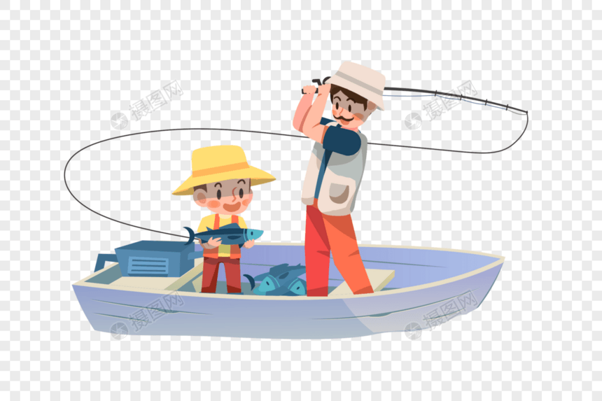 带孩子钓鱼的父亲图片
