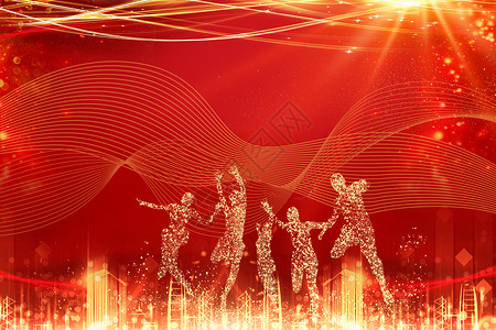 奥林匹克日海报红色人物背景设计图片