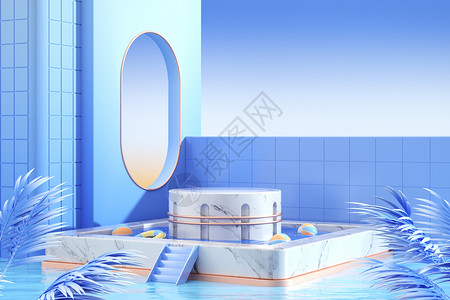 淋浴水夏季水面大理石展台设计图片