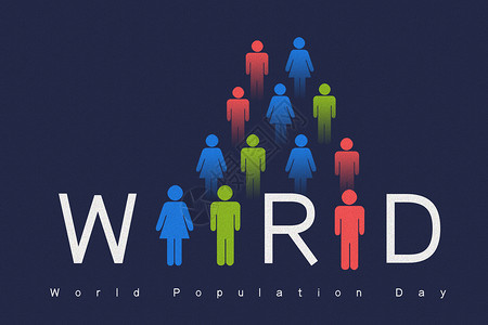 人口画报设计人口日蓝色背景设计图片