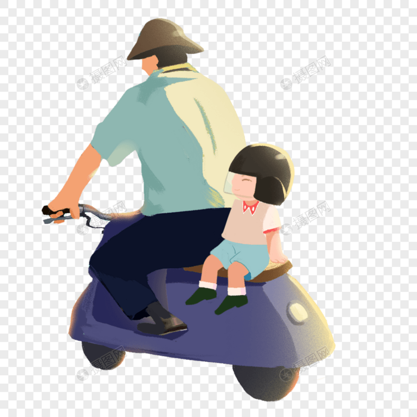 骑车带孩子的父亲图片