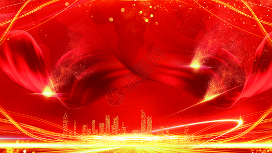 交织红色束光红金大气城市背景设计图片