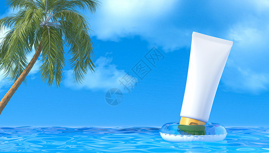 夏日简约游泳圈C4D高端美妆样机展示设计图片