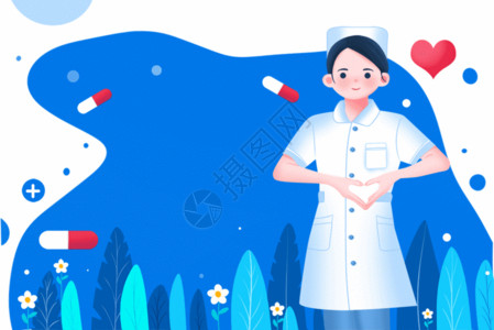 护士节宣传单蓝色医疗健康活动插画科普医疗保险GIF高清图片