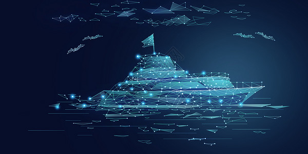 蓝色科技风轮船航海背景背景图片
