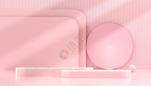 C4D粉色极简光影展台背景图片