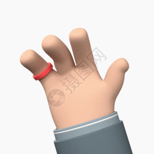 卡通C4D立体3D666手势黏土手指GIF图图片