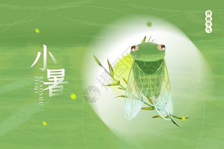 秋季蛙鸣蝉叫小暑节气背景设计图片