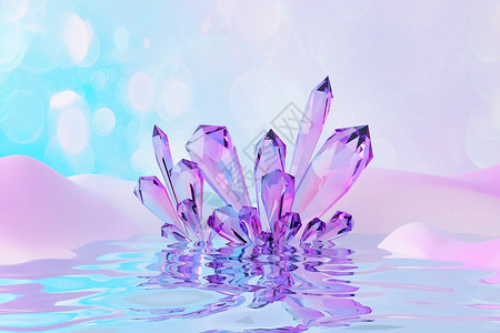 夏天彩色冰棍blender梦幻彩色水晶场景设计图片