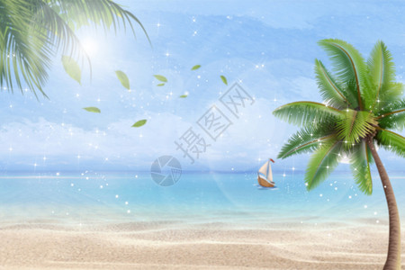 清新海滩背景背景图片