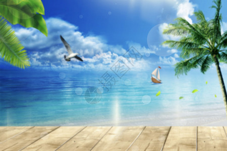 海滩帆船清新海滩背景设计图片