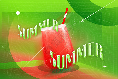 玻璃茶壶柠檬水玻璃风夏日冰镇饮品背景设计图片