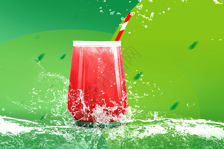 冰爽西瓜汁冰镇西瓜汁背景设计图片