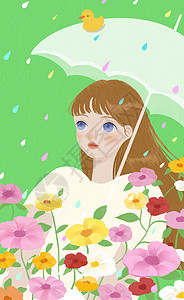 夏日花朵女孩背景图片