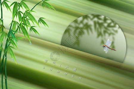 蜻蜓飞绿意大暑设计图片