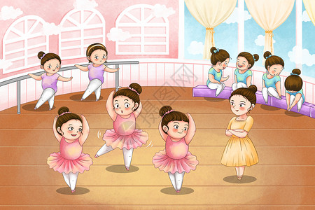 暑假生活之舞蹈培训班插画背景图片