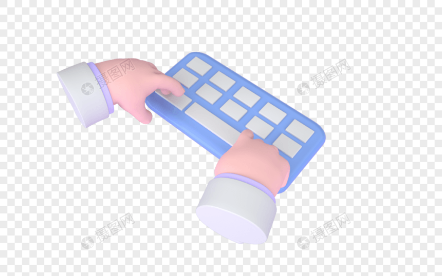 创意C4D手敲键盘打字3D立体模型图片