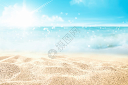 蓝色大气唯美海滩背景背景图片