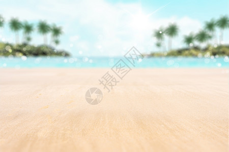 蓝色大气海岛唯美海滩背景背景图片