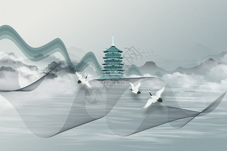 中式宫殿宫殿大气创意新中式背景设计图片