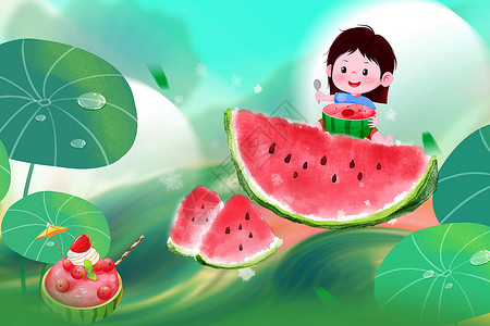 反季水果三伏天西瓜背景设计图片