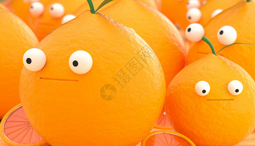 c4d水果C4D卡通橙子设计图片