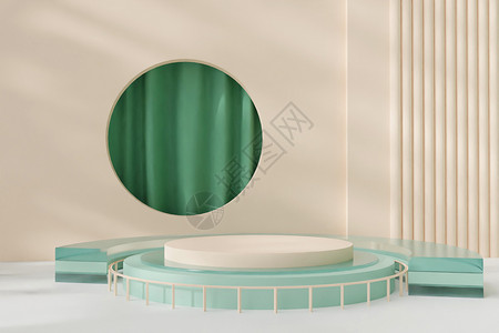 玻璃圆桌blender清新几何展台设计图片