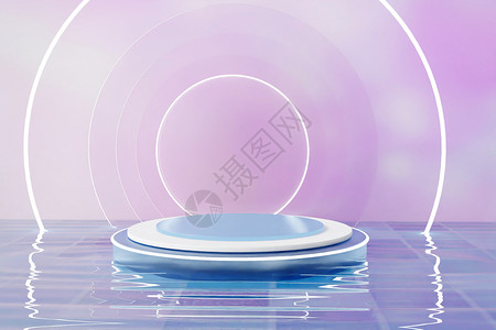 圆透明blender梦幻玻璃几何展台设计图片